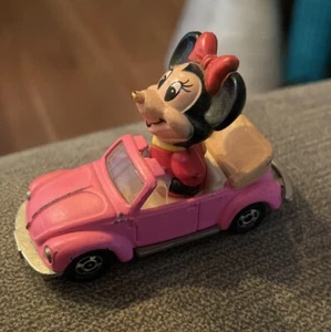 Vintage Tomy Disney Minnie Mouse Pink Volkswagen Convertible Die Cast Car PD6 - Picture 1 of 3