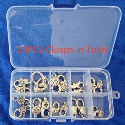 20PCS Antiqued Silver Metal Big Lobster Clasps in Storage Box - Image 1 of 4