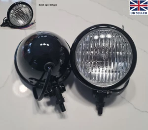 Gloss Black Spotlight Steel Custom 4 1/2" Motorcycles HG18-H4-12V-60/55W 1pc E4 - Picture 1 of 12