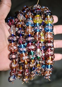 10 Strands Heart Shape Wedding Cake Beads 18mm, Lamp work Glass Beads. - Picture 1 of 3