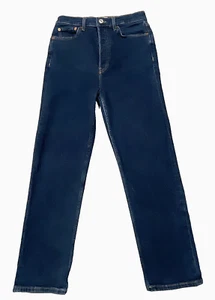 Pantalones de mezclilla de pierna recta de tiro alto RE/HECHOS talla 28 en lavado oscuro se adapta a 27x27 - Imagen 1 de 8