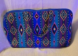 Vintage Ted Lapidus Handled Aztec Large Travel Cosmetic Bag Quilted Toiletries - Picture 1 of 12
