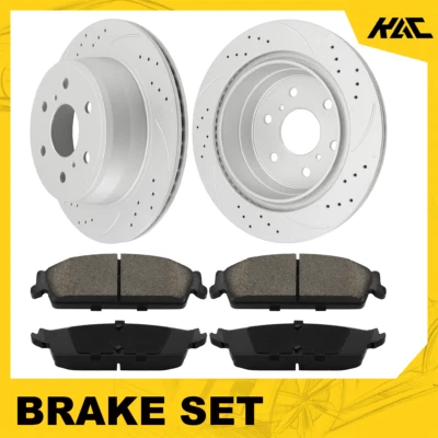 Rear Drilled Rotors + Brake Pads for Chevy Silverado Avalanche GMC Sierra 1500 - Изображение 1 из 4