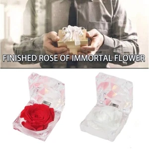 Eternal Real Flower Preserved Rose Valentine's Anniversary Glass Dome Gift Box - Picture 1 of 15