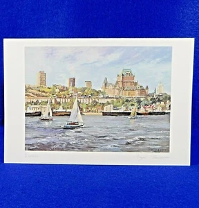 Carta artistica vintage stampa Quebec firmata da Inge Claussen - Foto 1 di 7