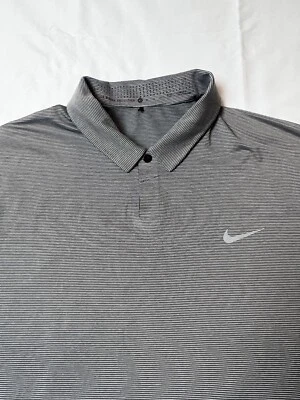 Camisa Polo de Golf Nike TW Tiger Woods Control Rayas S/S Gris/Plateado Para Hombre XL BONITA Foto 1 de 4