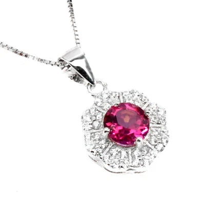 Collana In Argento Sterling 925 Con Topazio Rotondo Gemma 6Mm Gioielli 18 - Immagine 1 di 4