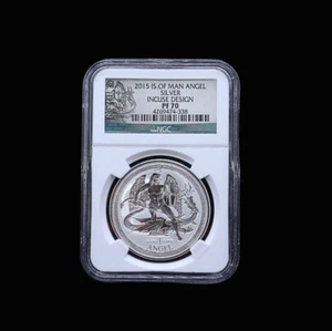 2015 Isle of Man Angel Silver  1 oz. Coin Incuse Design PF 70 NGC Certified - Picture 1 of 4