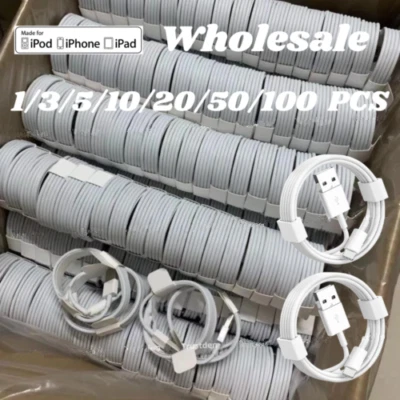 Wholesale USB Cable For Apple iPhone 5 6 7 8 X 11 12 13 14 Charger Cord Bulk Lot - Image 1 of 4
