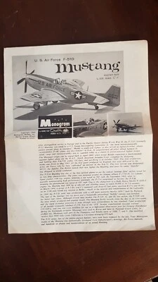 MONOGRAM 1/32 U.S. AIR FORCE F 51D MUSTANG KIT SOLO ISTRUZIONI ORIGINALI VINTAGE - Immagine 1 di 4