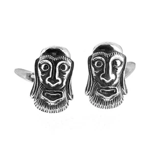 Gemelli maschera tragedia greca argento sterling vintage - Foto 1 di 12