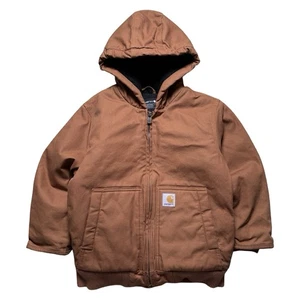 Chaqueta De Colección Carhartt Niños Jóvenes Pequeña 7/8 Marrón YYJ130 Pato Lona Edredón Sudadera con Capucha 2 - Imagen 1 de 7