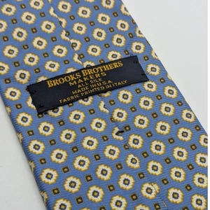 Vintage Brooks Brothers Makers Krawatte 100 % Seide blau geometrisches Muster Made in USA - Bild 1 von 5