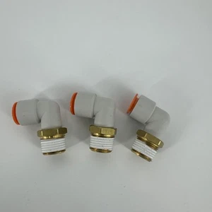 3x SMC KQ2L13-37S Verschraubung, Winkel-Außen-Kunststoffgehäuse, Rohr 1/2", Anschluss 1/2" NPT KQ2 - Bild 1 von 5