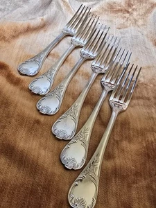 6 Christofle Marly Tafelgabeln versilbert Abendessen GLÄNZEND8 3/8" OHNE MONOGRAMM NEU - Bild 1 von 20
