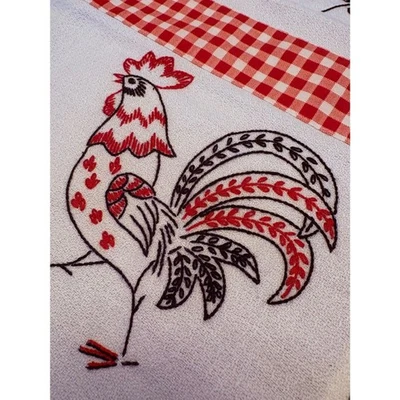Vintage SET Red Black White Rooster Towel and Stand Mixer Cover  — 第 1/4 张图片