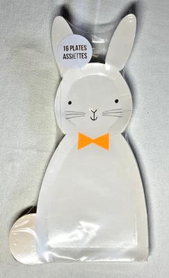 Meri Meri BUNNY Plates (12) WHITE ORANGE NIP - Image 1 of 2