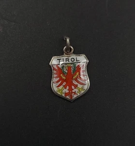 Tirol Austria Enamel Coat of Arms Shield Travel Charm SF 800 Silver Vintage - Picture 1 of 3