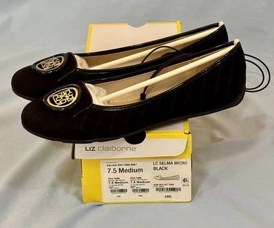 Liz Claiborne черный платье туфли (плоскостях) размер 7,5 средний новый с коробкой - Изображение 1 из 4