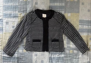 J.Crew Navy Gray Striped Long Sleeve Zip Front Women's Jacket Blazer Sz 6 - Picture 1 of 19