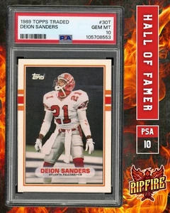 1989 Topps Traded - Deion Sanders #30T (RC) PSA 10 Gem Mint HOF - Picture 1 of 3