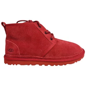UGG Herren 9 Neumel Wildleder Lammfell Gefüttert Schnürstiefeletten Chukka Stiefel Rot 3236 - Bild 1 von 10