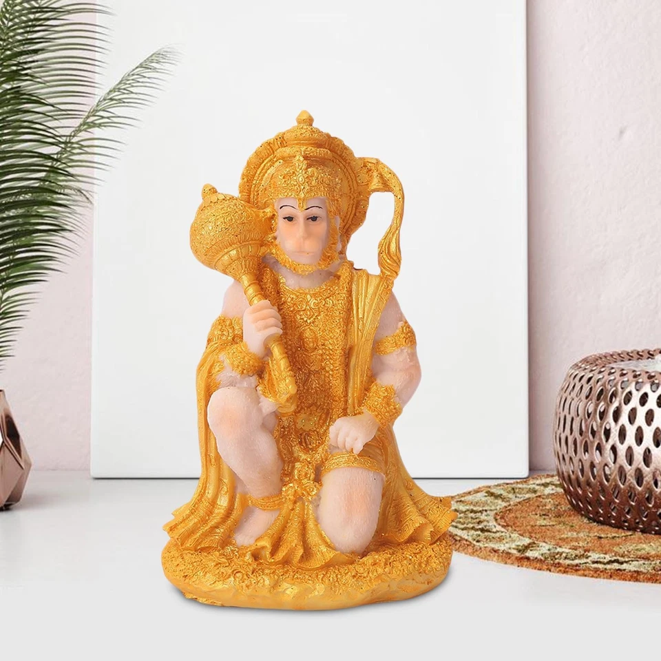 Indian Hindu Monkey God Buddha Statues Hanuman Figurine Hand Carved Resin Foto 1 de 4