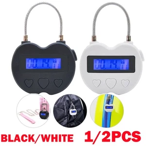 1/2Pc USB Rechargeable Smart Time Lock LCD Display Temporary Timer Padlock US - Picture 1 of 25