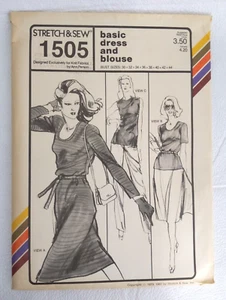 Stretch & Sew #1505 ungeschnittenes Muster 1981 Basic Kleid & Bluse Brustweite 30 - 44 - Bild 1 von 4
