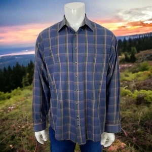 ENRO Mens XLT Chatham Cloth Hong Kong Plaid Blue Purple Casual Dress Shirt - Picture 1 of 11