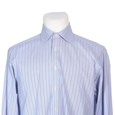 Thomas Pink French Cuff Spread Collar Blue Red White Dress Shirt Mens 15 35 - Image 1 of 4