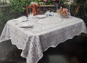 Scranton Lace Woven Nottingham Hyde Park Tablecloth Cover 60 X 126 USA MADE - Picture 1 of 7