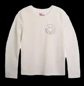Epic Threads Girl's Long Sleeve Smiley-Print T-Shirt Angel White NWT - Picture 1 of 7