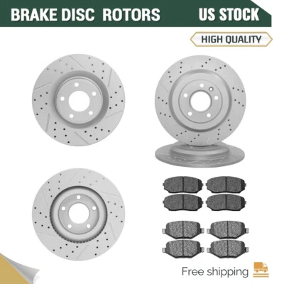 Rotores perforados delanteros + traseros + pastillas de cerámica de freno para Ford Edge Lincoln MKX 2011-2014 Foto 1 de 4