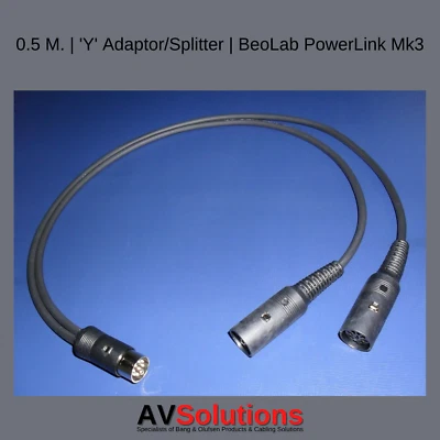 Y Adaptor Splitter for Bang & Olufsen B&O BeoLab PowerLink Mk3 Black - 5 Metres - Image 1 of 4