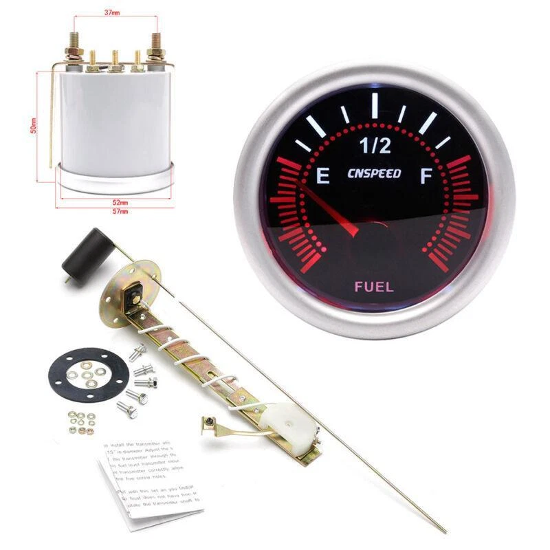 2" 52mm Car Fuel Level Gauge Meter With Fuel Sensor E-1/2-F Pointer Universal - Image 1 of 4