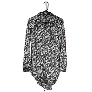 Camisa de vestir Express para mujer con botones abstracto satinado negocios informal túnica top S - Imagen 1 de 8