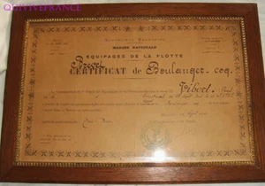 BREVET DE BOULANGER-COQ DES EQUIPAGES DE LA FLOTTE 1911 BREST - Picture 1 of 4