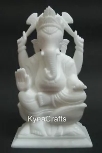 Escultura Gajanan de mármol blanco de 9 pulgadas hecha a mano regalo de buena suerte para todas las ocasiones - Imagen 1 de 4