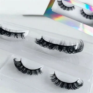 Fluffy Natural False Eyelashes Faux Mink Lashes D Curl Russian Strip Lashes - Picture 1 of 8