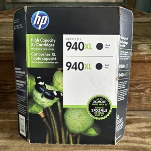 Printer Ink HP 940XL Black Ink Cartridge Twin 2-Pack CH633BN -Expired - Picture 1 of 4