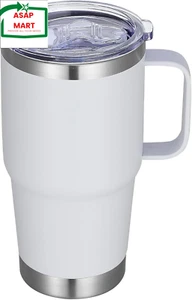 20 Oz Stainless Steel Tumbler with Handle Metal Insulated Coffee Travel Mug with - Picture 1 of 12