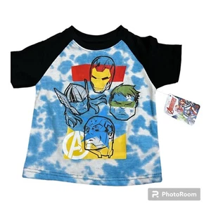 Marvel Avengers Boys T-Shirt Tie-Dye Tee Iron Man, Thor, Hulk, Captain America - Picture 1 of 2