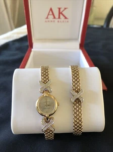 Orologio/Bracciale Anne Klein ��Set Catena Tono Oro Nuovo con Scatola Impermeabile - Foto 1 di 24