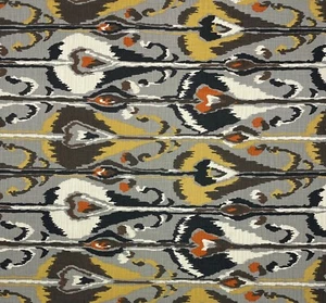 ROBERT ALLEN IKAT BANDS GREYSTONE GRAY IKAT MULTIUSE COTTON FABRIC BY YARD 54"W - Picture 1 of 6