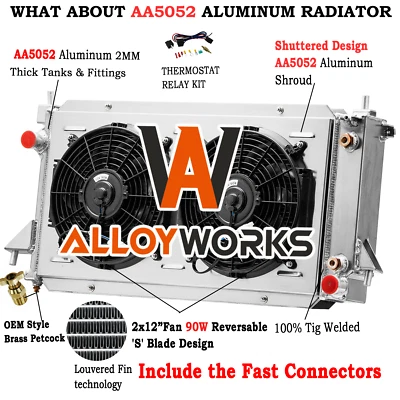 Ventilador de cubierta de radiador de aluminio de 4 filas para 96-07 Ford Taurus Sable Mercury Sable Foto 1 de 4