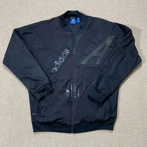 Adidas Tracksuit Top Womens Medium 10 UK Oversized Black Glanzanzug Track Jacket - Picture 1 of 14