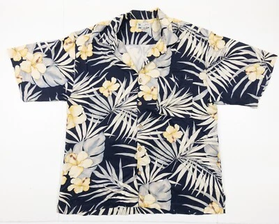 Camisa Monterey Club Adulto Grande Azul Hawaiana Abotonada Manga Corta Seda Para Hombres Foto 1 de 4