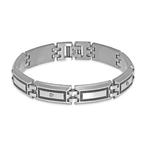 Stainless Steel Thick Bracelet - 12 MM Wide, 8.75 Inches Length with Lock - Picture 1 of 2