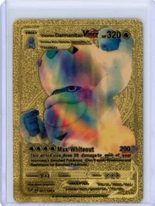 Pokemon Gold Foil Fan Art Card DARMANITAN Vmax 320HP 037/185 Rainbow - Picture 1 of 2